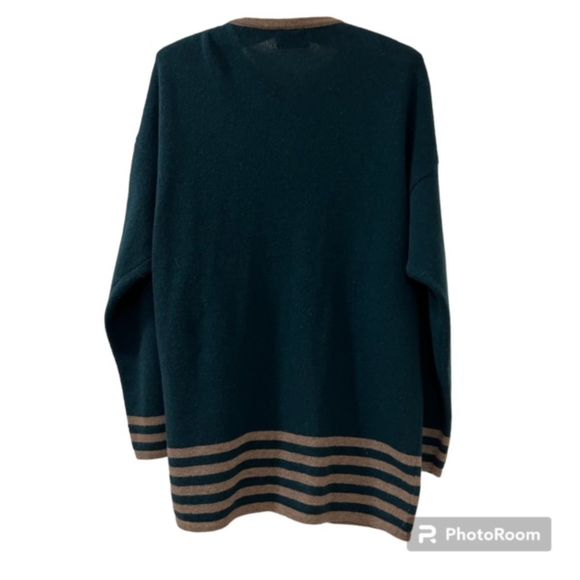 Sisley Green Relaxed Elegance Wool Blend Button Cardigan Sweater Sz XL/2XL - Picture 2 of 9